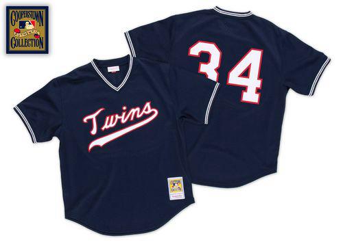 Mitchell And Ness 1985 Twins #34 Kirby Puckett Navy Blue Throwback Stitched MLB Jersey